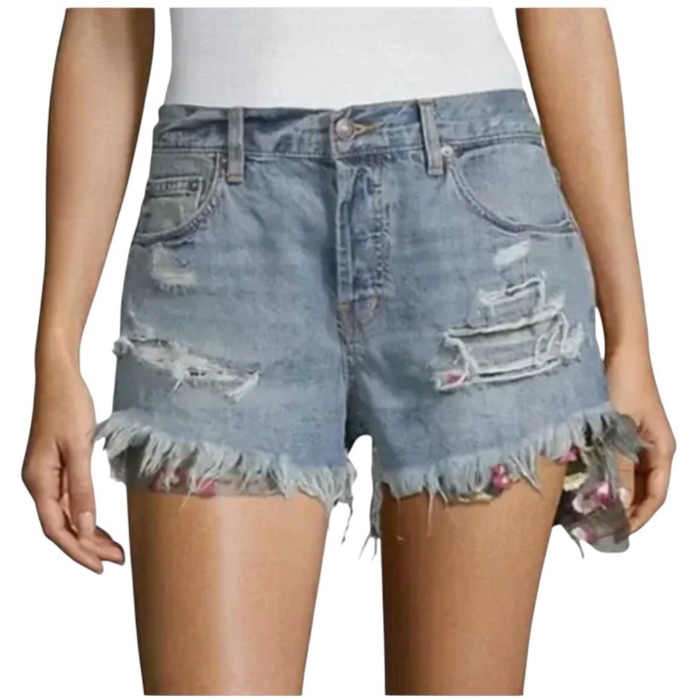 We The Free .Blue Distressed Jean Shorts